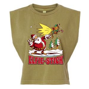 Santa Claus Selfie Funny Elf Christmas Garment-Dyed Women's Muscle Tee