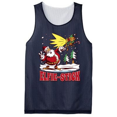 Santa Claus Selfie Funny Elf Christmas Mesh Reversible Basketball Jersey Tank