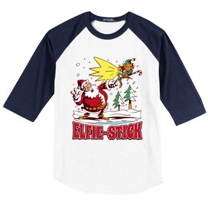 Santa Claus Selfie Funny Elf Christmas Baseball Sleeve Shirt