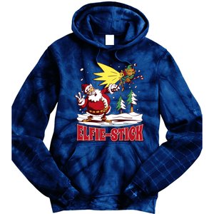 Santa Claus Selfie Funny Elf Christmas Tie Dye Hoodie