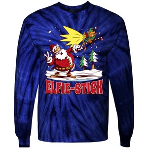 Santa Claus Selfie Funny Elf Christmas Tie-Dye Long Sleeve Shirt