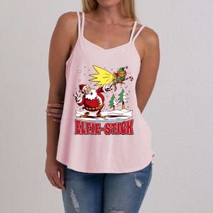 Santa Claus Selfie Funny Elf Christmas Women's Strappy Tank