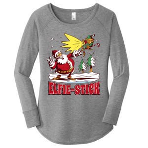 Santa Claus Selfie Funny Elf Christmas Women's Perfect Tri Tunic Long Sleeve Shirt