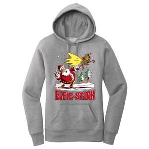 Santa Claus Selfie Funny Elf Christmas Women's Pullover Hoodie