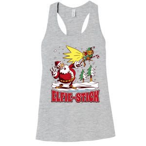 Santa Claus Selfie Funny Elf Christmas Women's Racerback Tank