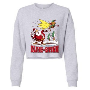 Santa Claus Selfie Funny Elf Christmas Cropped Pullover Crew