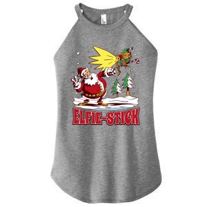 Santa Claus Selfie Funny Elf Christmas Women's Perfect Tri Rocker Tank