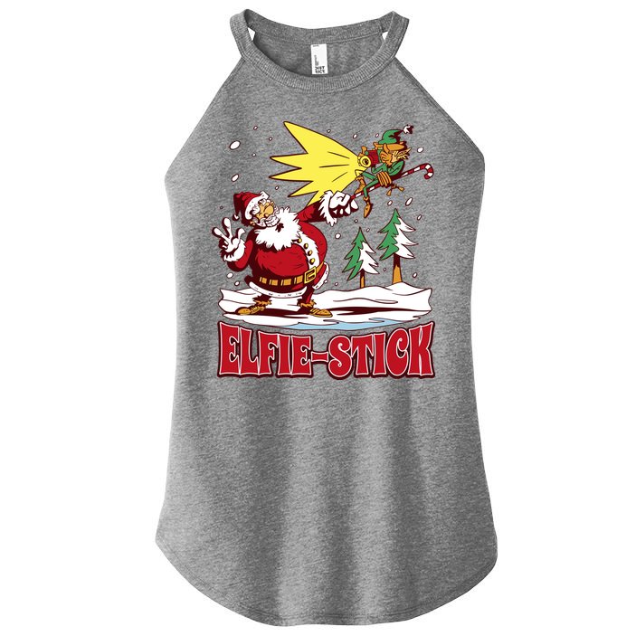 Santa Claus Selfie Funny Elf Christmas Women's Perfect Tri Rocker Tank