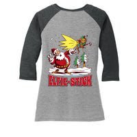 Santa Claus Selfie Funny Elf Christmas Women's Tri-Blend 3/4-Sleeve Raglan Shirt