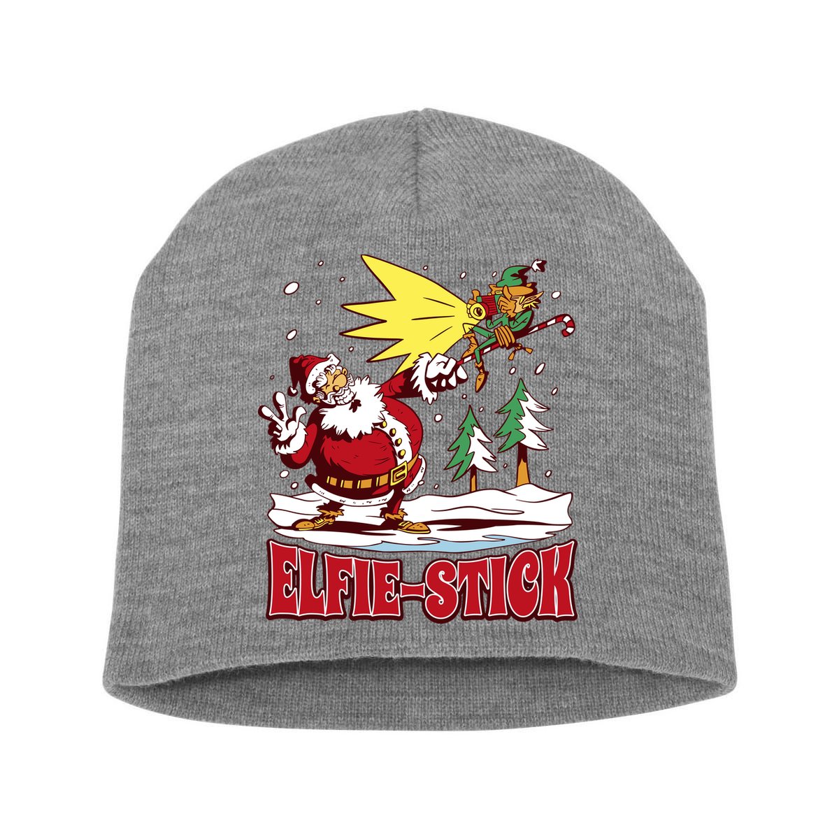 Santa Claus Selfie Funny Elf Christmas Short Acrylic Beanie