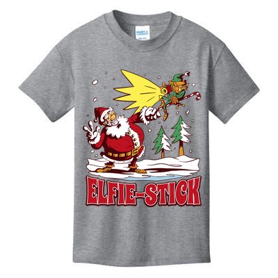Santa Claus Selfie Funny Elf Christmas Kids T-Shirt