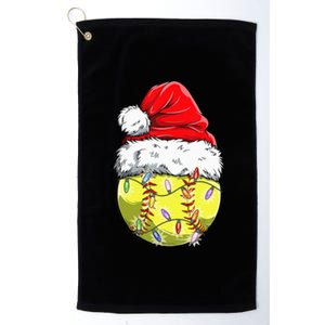 Softball Christmas Santa Hat Funny Softball Xmas Holiday Platinum Collection Golf Towel