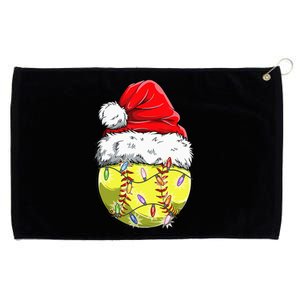 Softball Christmas Santa Hat Funny Softball Xmas Holiday Grommeted Golf Towel