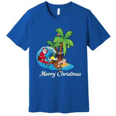 Surfing Christmas Santa Claus Comes To The City Cute Gift Premium T-Shirt