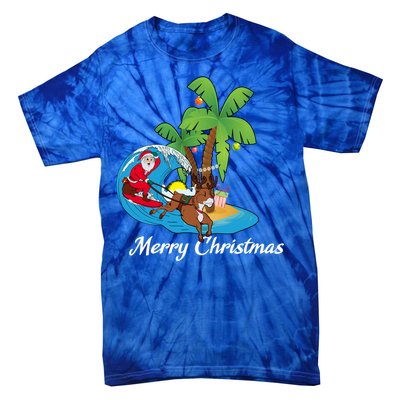 Surfing Christmas Santa Claus Comes To The City Cute Gift Tie-Dye T-Shirt