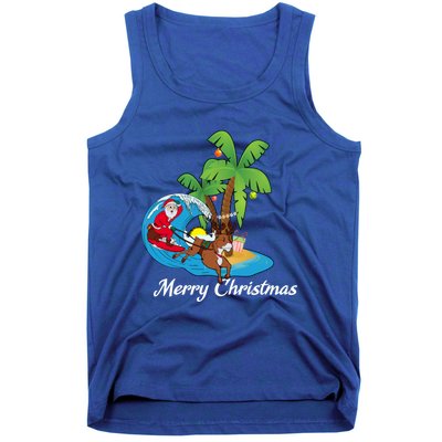 Surfing Christmas Santa Claus Comes To The City Cute Gift Tank Top