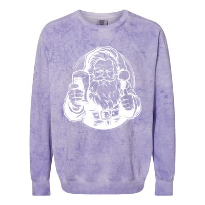 Santa Claus Smiling And Holding A Beer Glass Colorblast Crewneck Sweatshirt