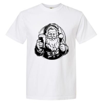 Santa Claus Smiling And Holding A Beer Glass Garment-Dyed Heavyweight T-Shirt