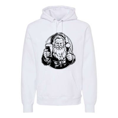 Santa Claus Smiling And Holding A Beer Glass Premium Hoodie