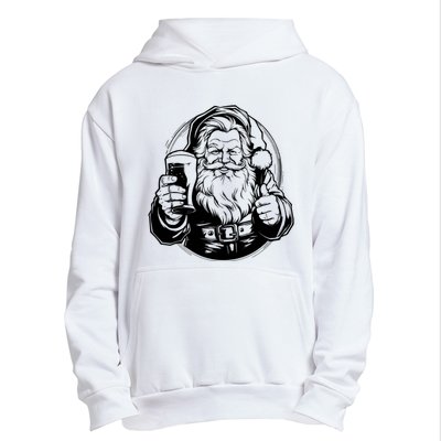 Santa Claus Smiling And Holding A Beer Glass Urban Pullover Hoodie