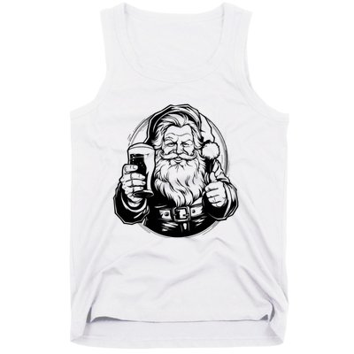 Santa Claus Smiling And Holding A Beer Glass Tank Top