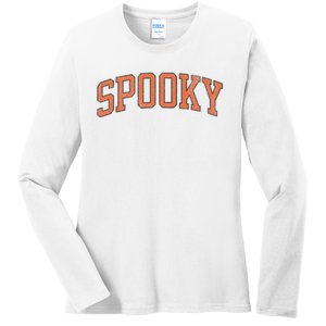 Spooky Collage Style Stay Spooky Fall Halloween Ladies Long Sleeve Shirt