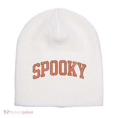 Spooky Collage Style Stay Spooky Fall Halloween Short Acrylic Beanie