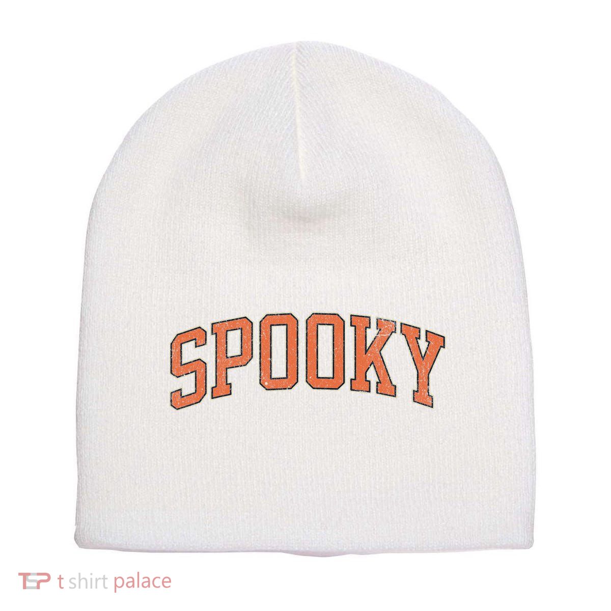 Spooky Collage Style Stay Spooky Fall Halloween Short Acrylic Beanie