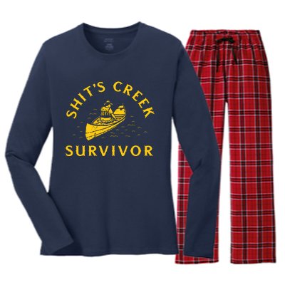 Shits Creek Survivor Women's Long Sleeve Flannel Pajama Set 