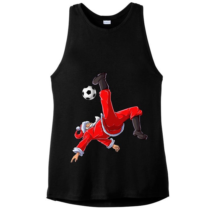 Soccer Christmas Santa Bicycle Kick Xmas Ball Sport Ladies PosiCharge Tri-Blend Wicking Tank