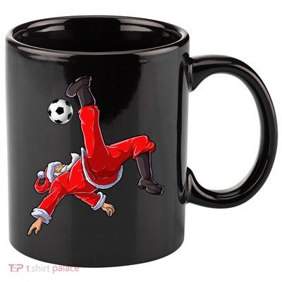 Soccer Christmas Santa Bicycle Kick Xmas Ball Sport 11oz C Handle Ceramic Mug