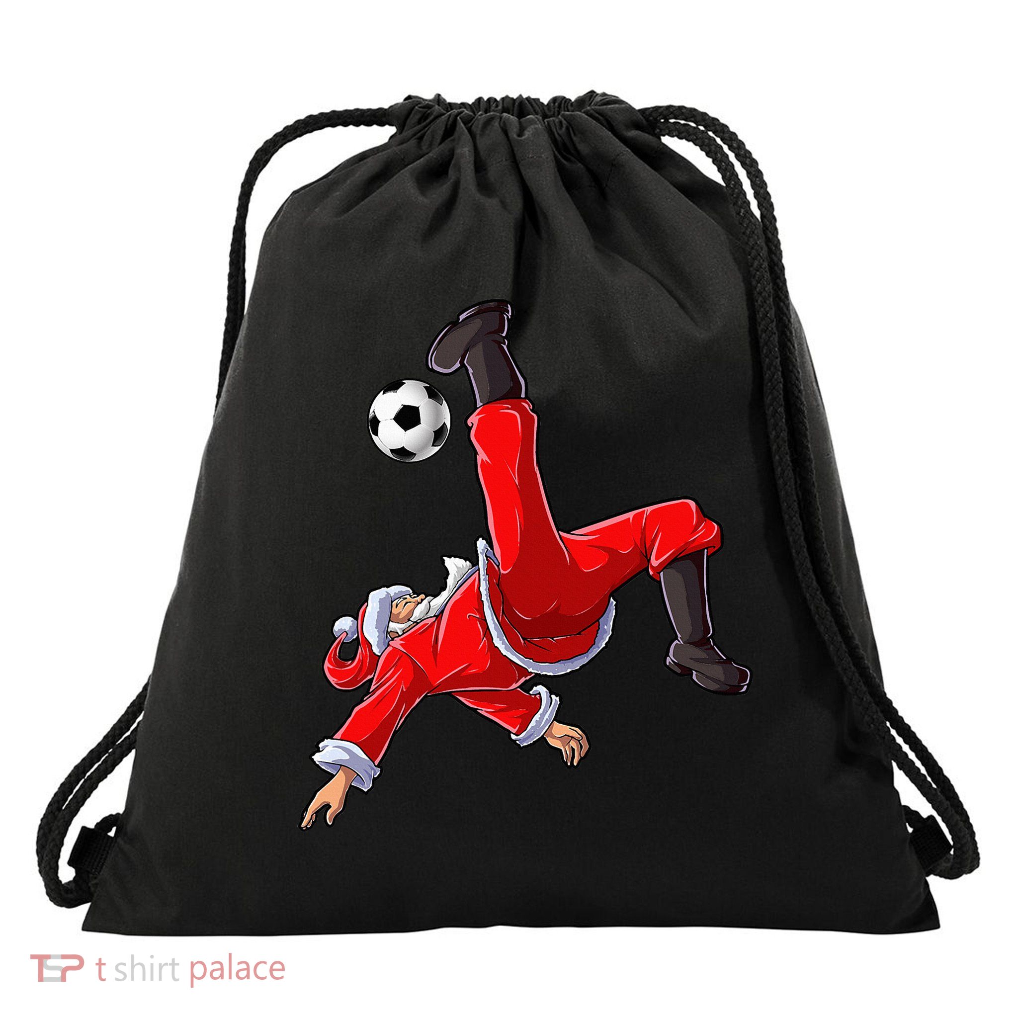 Soccer Christmas Santa Bicycle Kick Xmas Ball Sport Drawstring Bag