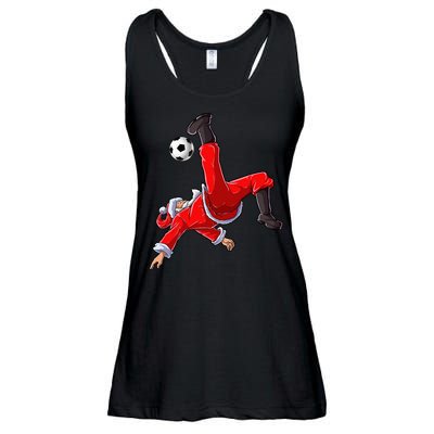 Soccer Christmas Santa Bicycle Kick Xmas Ball Sport Ladies Essential Flowy Tank