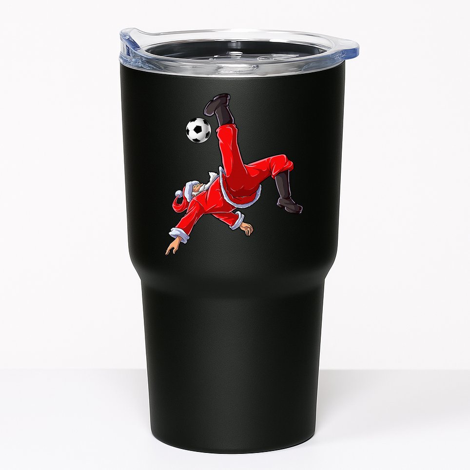 Soccer Christmas Santa Bicycle Kick Xmas Ball Sport Tumbler