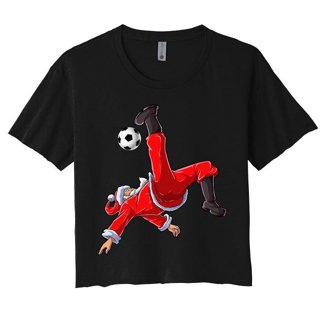 Soccer Christmas Santa Bicycle Kick Xmas Ball Sport Crop Top