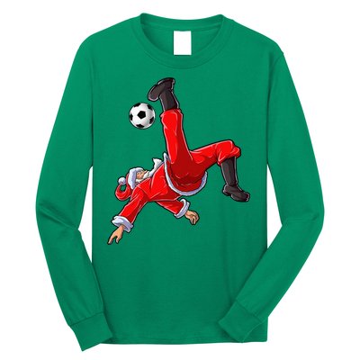 Soccer Christmas Santa Bicycle Kick Xmas Ball Sport Long Sleeve Shirt