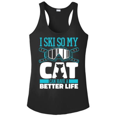 Skiing Cat Ski Gift Winter Sports Skier Gift Ladies PosiCharge Competitor Racerback Tank