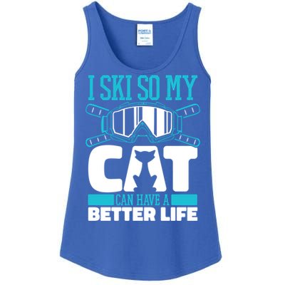 Skiing Cat Ski Gift Winter Sports Skier Gift Ladies Essential Tank