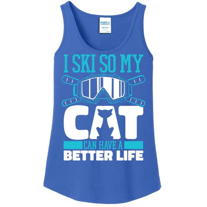 Skiing Cat Ski Gift Winter Sports Skier Gift Ladies Essential Tank