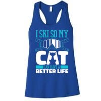 Skiing Cat Ski Gift Winter Sports Skier Gift Women's Racerback Tank