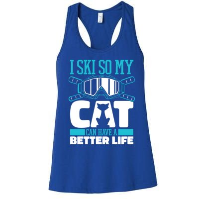 Skiing Cat Ski Gift Winter Sports Skier Gift Women's Racerback Tank