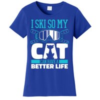 Skiing Cat Ski Gift Winter Sports Skier Gift Women's T-Shirt