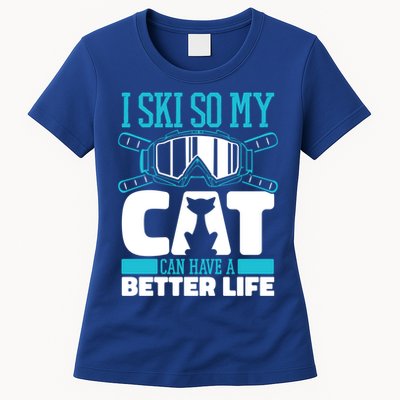 Skiing Cat Ski Gift Winter Sports Skier Gift Women's T-Shirt