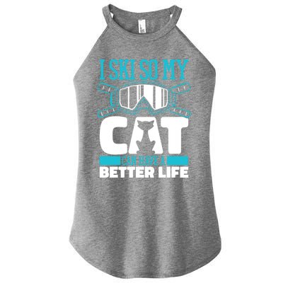 Skiing Cat Ski Gift Winter Sports Skier Gift Women's Perfect Tri Rocker Tank