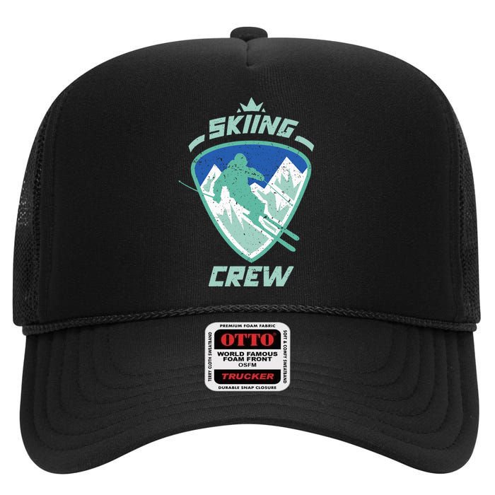 Skiing Crew Skiers Ski Skier Winter Sports Premium High Crown Mesh Back Trucker Hat