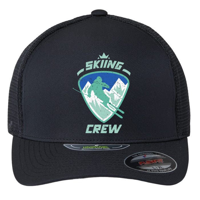 Skiing Crew Skiers Ski Skier Winter Sports Premium Flexfit Unipanel Trucker Cap