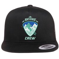 Skiing Crew Skiers Ski Skier Winter Sports Premium Flat Bill Trucker Hat