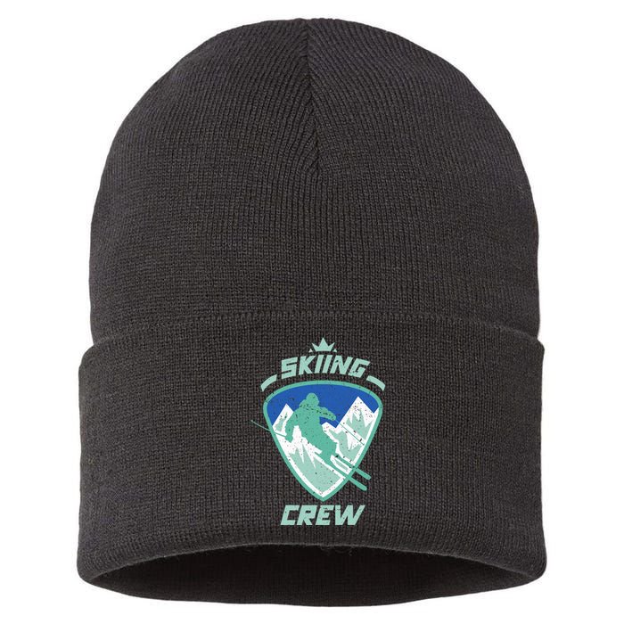 Skiing Crew Skiers Ski Skier Winter Sports Premium Sustainable Knit Beanie