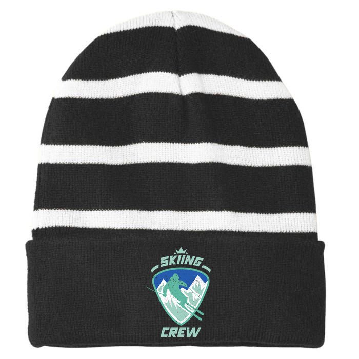 Skiing Crew Skiers Ski Skier Winter Sports Premium Striped Beanie with Solid Band