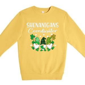 Shenanigans Coordinator St Patricks Day Gnomes Green Proud Premium Crewneck Sweatshirt